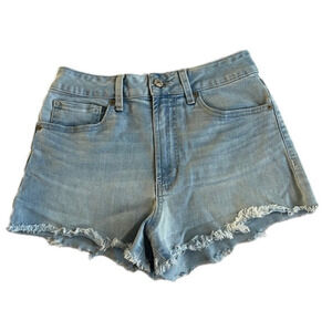 Rewash light wash super high rise peace love eco jean shorts size 5 size 27